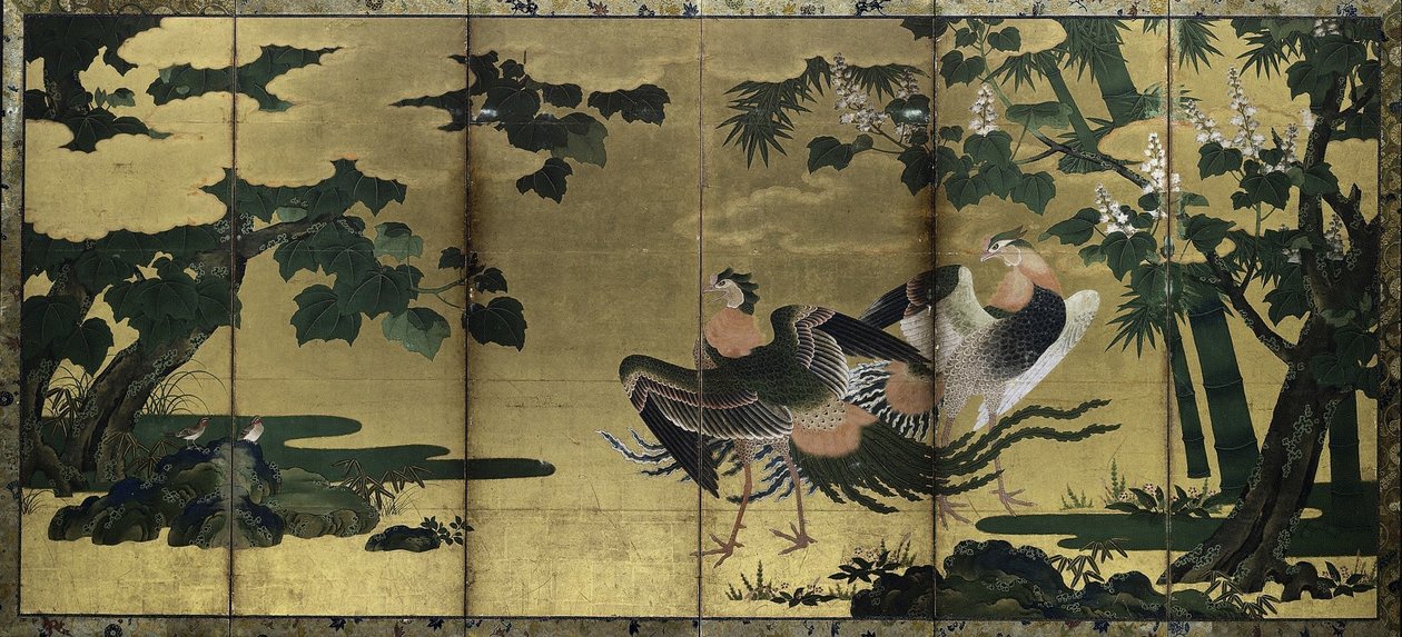 Fenícios e Paulownia, final dos anos 1500. de Tosa Mitsuyoshi