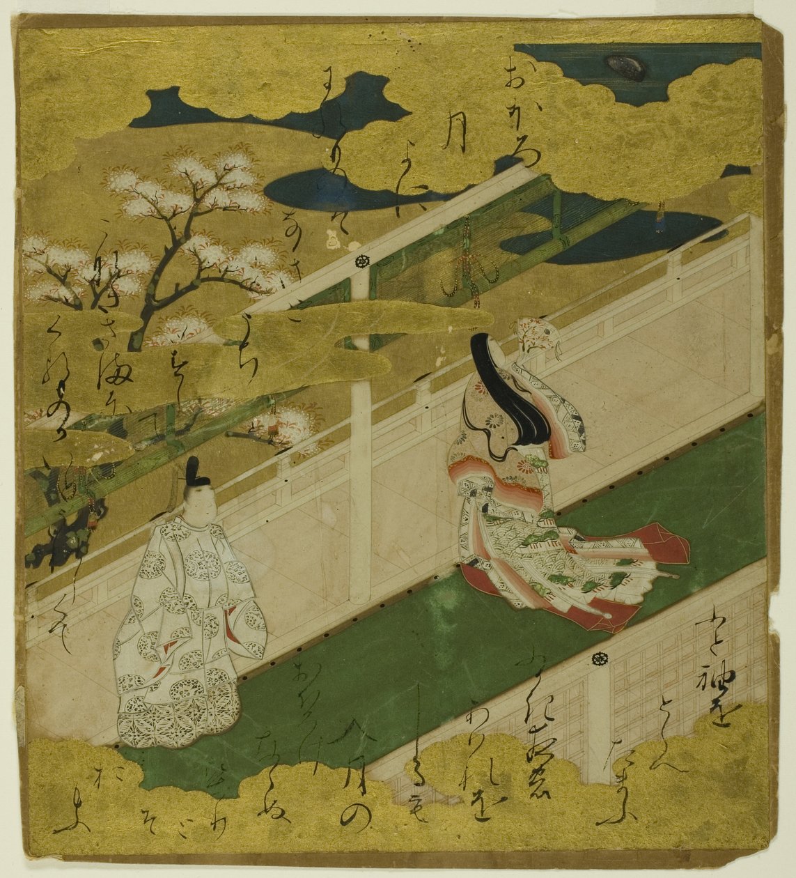 Ilustração do Conto de Genji, cap. 8 Hana no en de Tosa School