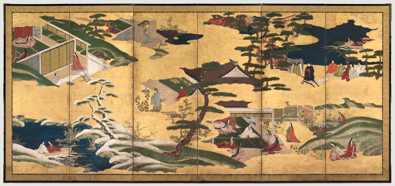 Cenas do Conto de Genji, final de 1700. de Tosa School