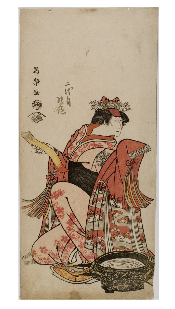 Kabuki ator Nakamura em papel feminino (onnagata), c.1794-1795 (xilogravura sobre papel) de Toshusai Sharaku