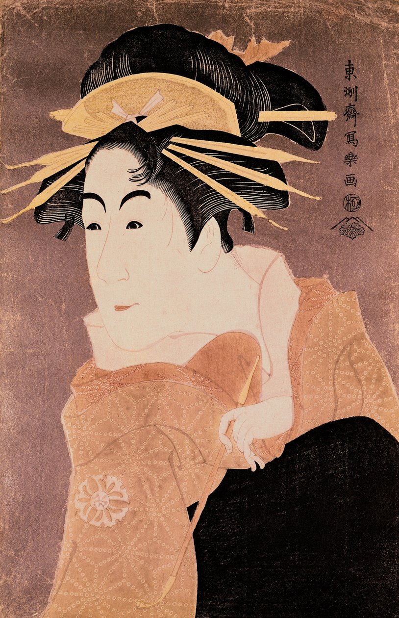 Matsumoto Yonesaburo no papel da cortesã Kewaizaka No Shosho (Shinobu) na peça &39;Katakiuchi Noriai Banashi&39;, c.1794-95 (impressão em xilogravura) (ver também 236909) de Toshusai Sharaku