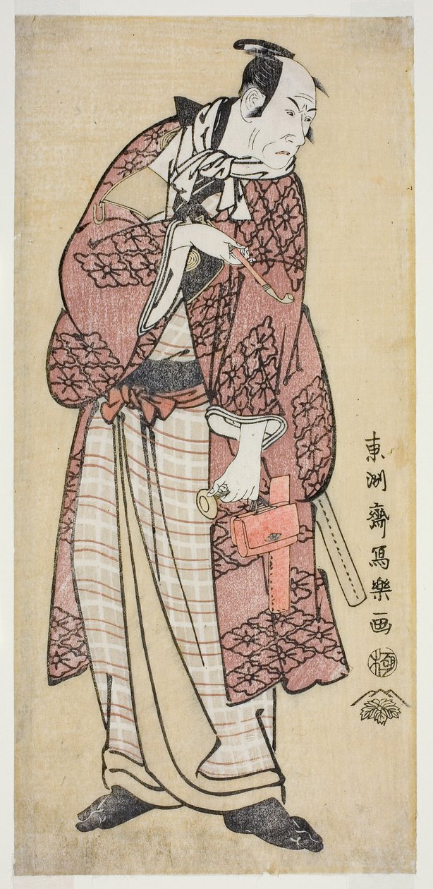 O ator Matsumoto Koshiro IV como o rico Bumpkin de Yamato, na verdade Magoemon da Vila Ninokuchi (Yondai-me Matsumoto Koshiro no Yamato no Yabo Daijin, jitsuwa Ninokuchi-mura Magoemon) de Toshusai Sharaku