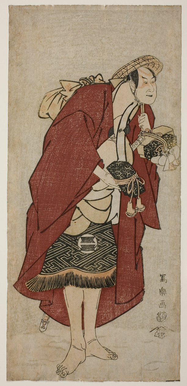 O ator Sakata Hangoro III como o noivo Abumizuri no Iwazo em Koriyama, na verdade Kurisaka Taro Tomonori de Toshusai Sharaku