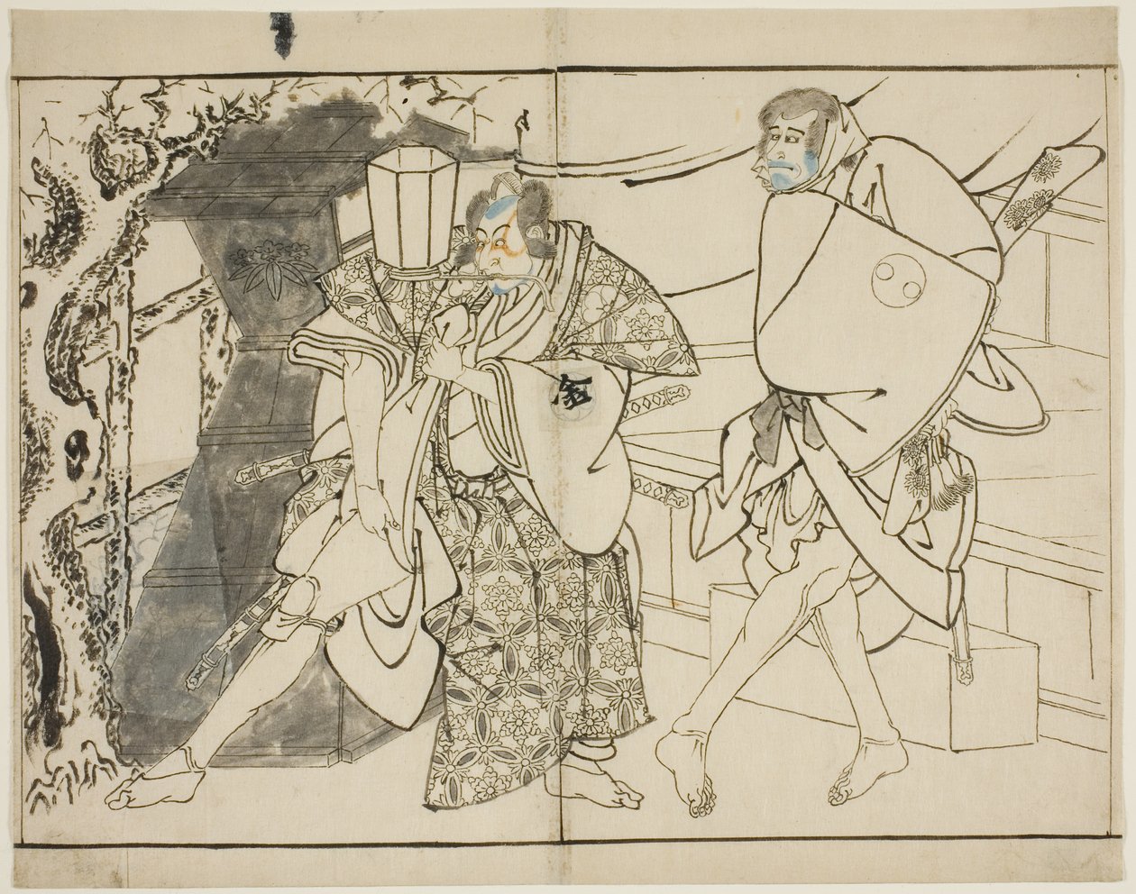 Os atores Arashi Ryuzo e Morita Kanya VIII de Toshusai Sharaku