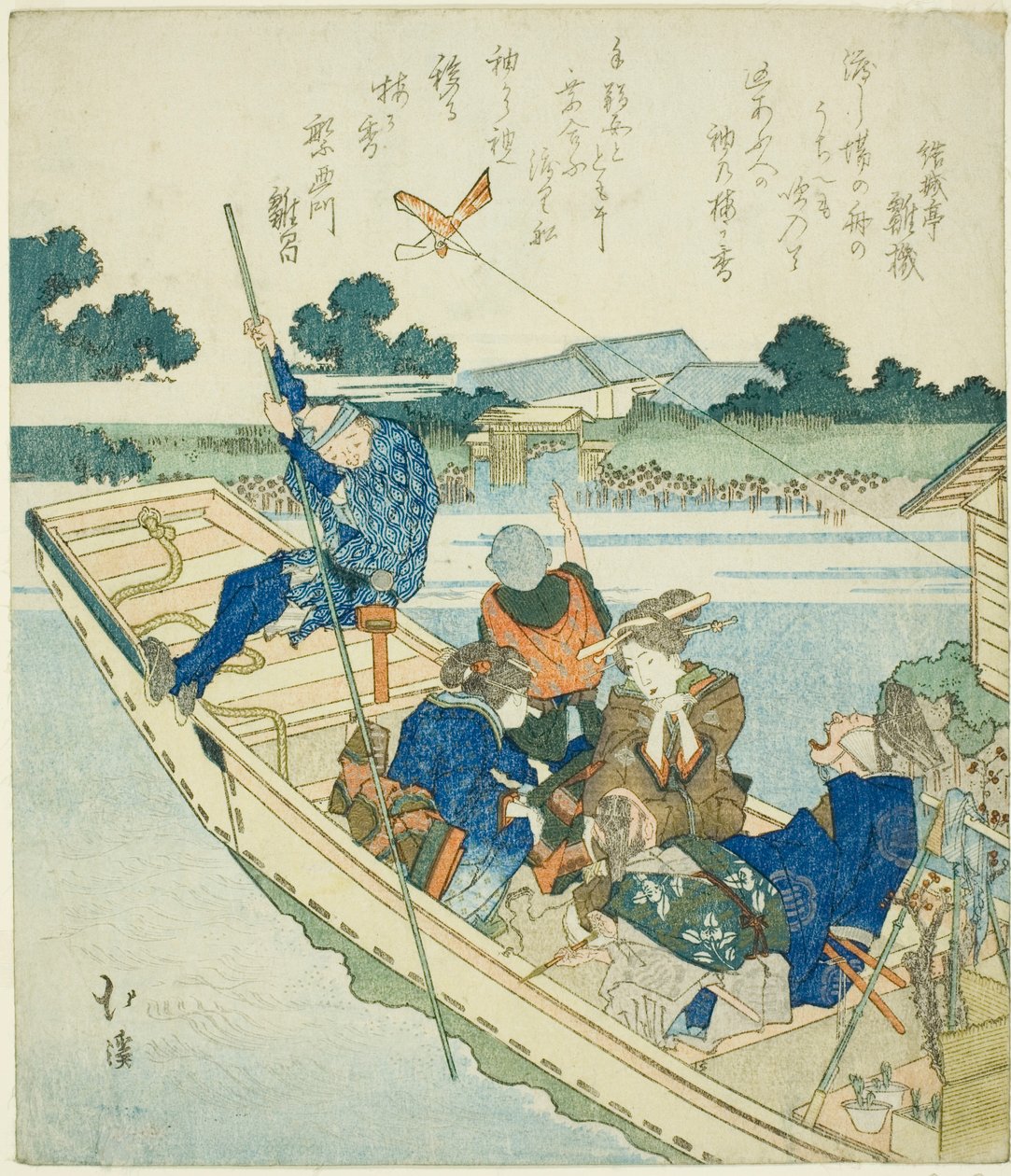Atravessar o rio Sumida no dia de Ano Novo de Totoya Hokkei