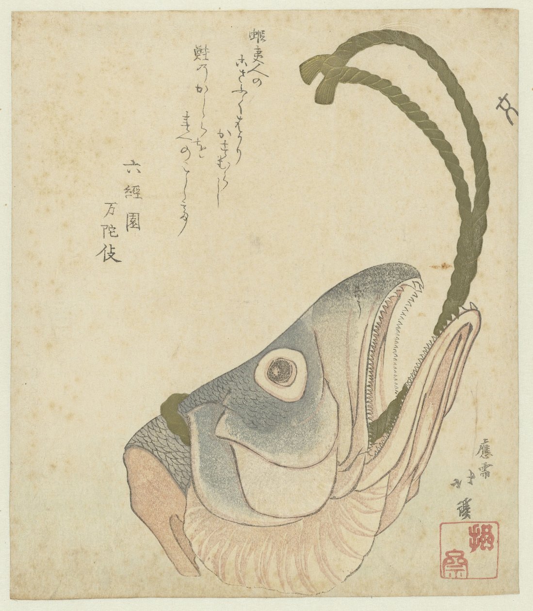 Cabeça de um salmão de Totoya Hokkei