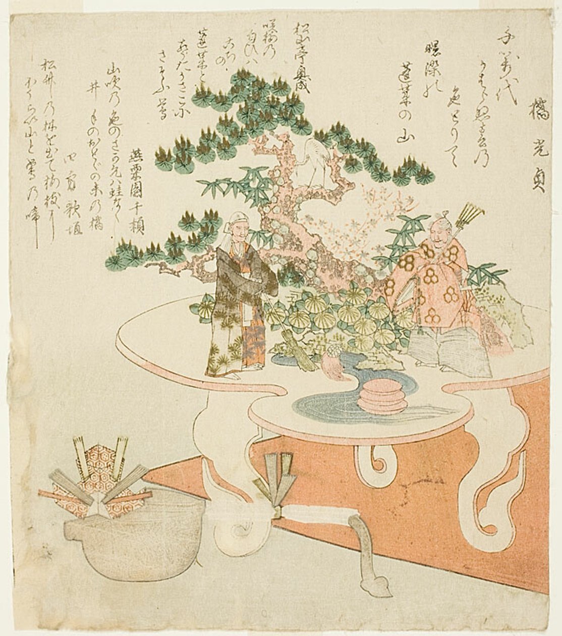 Shimadai, ou suporte de ilha para arranjos de casamento de Totoya Hokkei