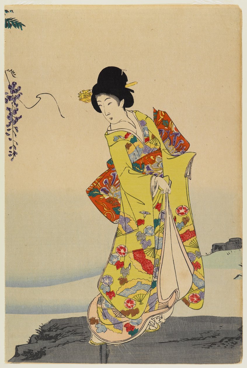 Cortesia, 1897 (impressão em xilogravura a cores) (par para 499351) de Toyohara Chikanobu