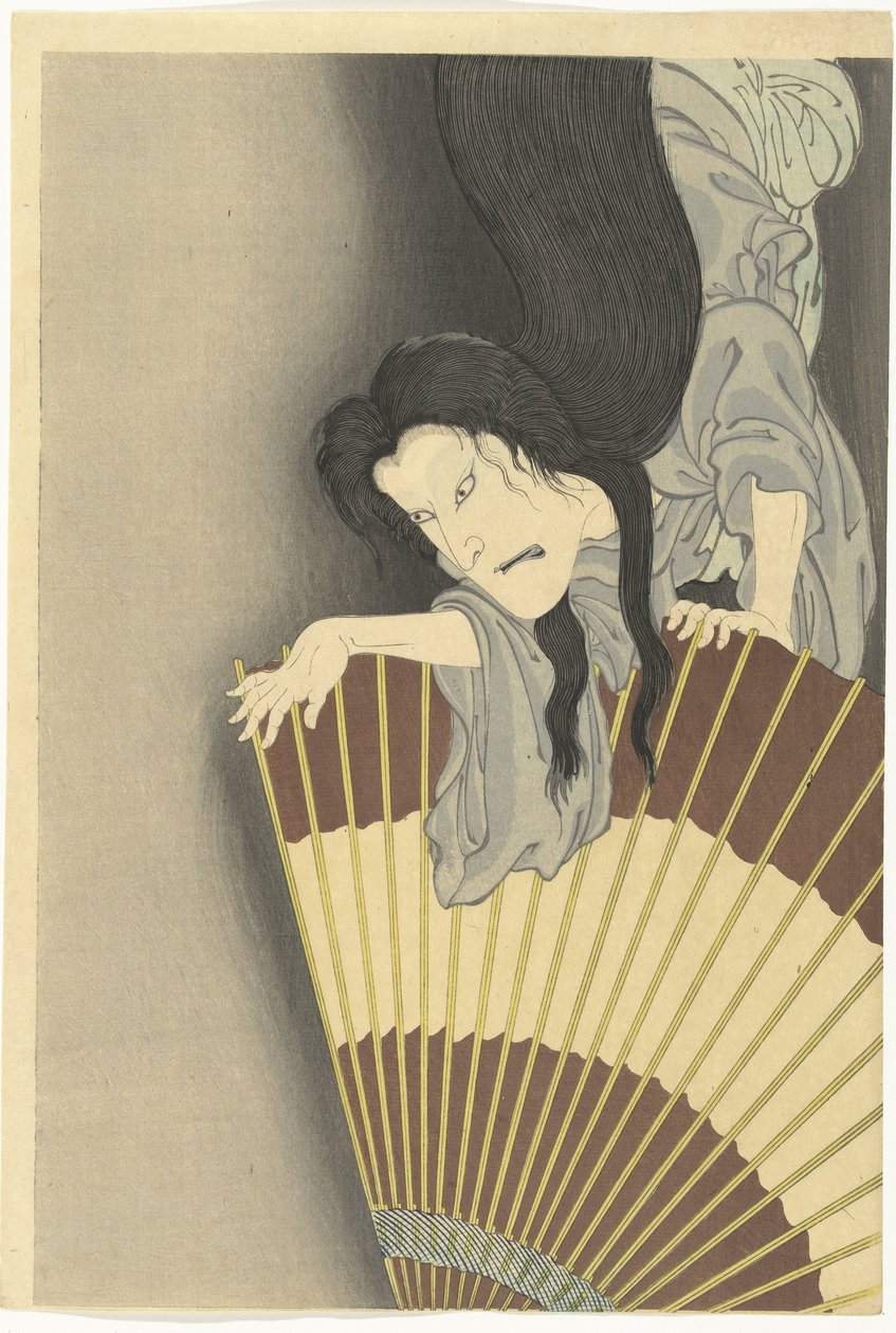 Samurai Aoyama e o fantasma Okiku de Toyohara Kunichika