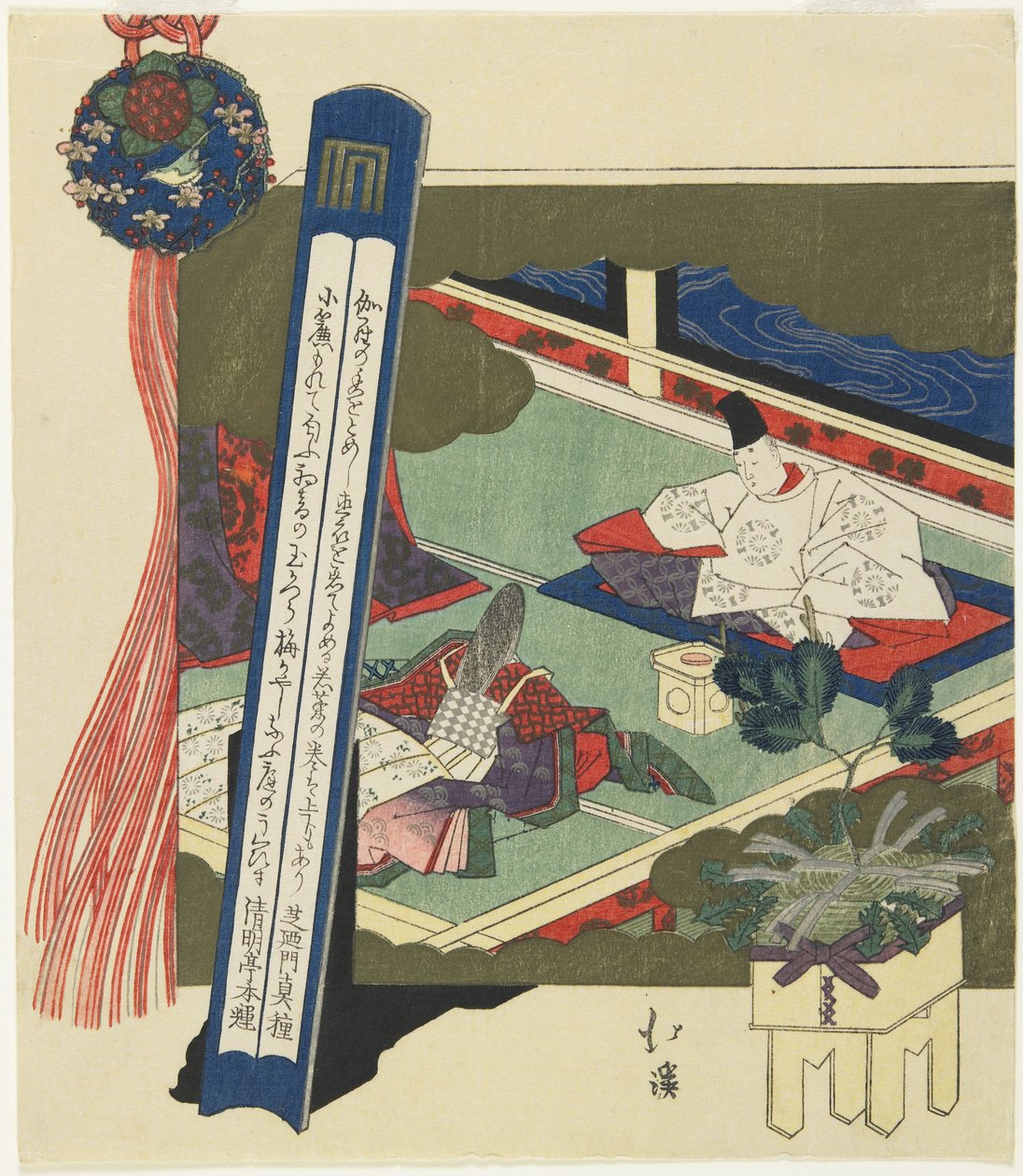 (Court Noble e Lady in a Room), 1799-1850 de Toyota Hokkei