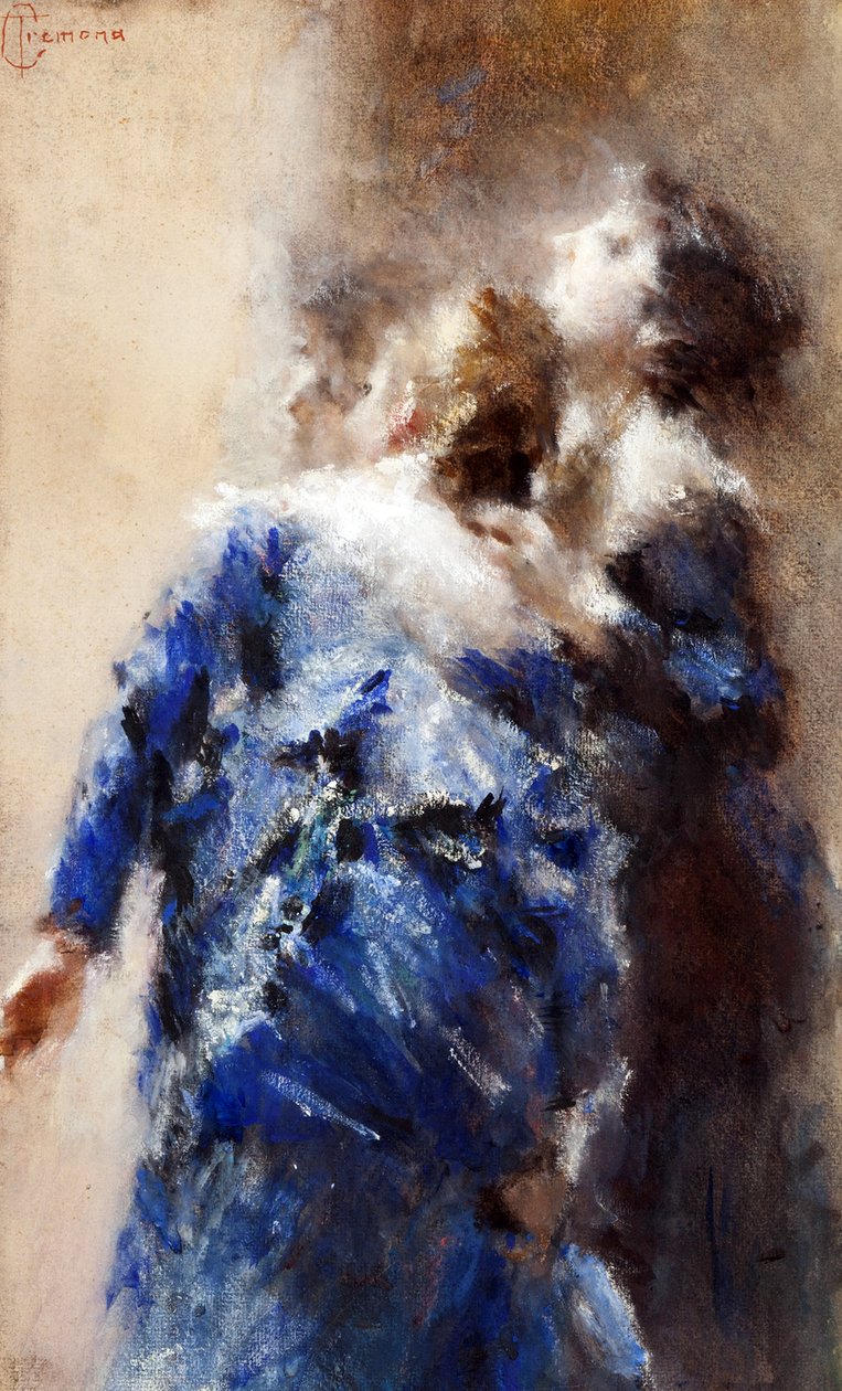 Le curiose par Cremona, Tranquillo (1837-1878). Aguarela sobre papelão, tamanho : 49x30 de Tranquillo Cremona