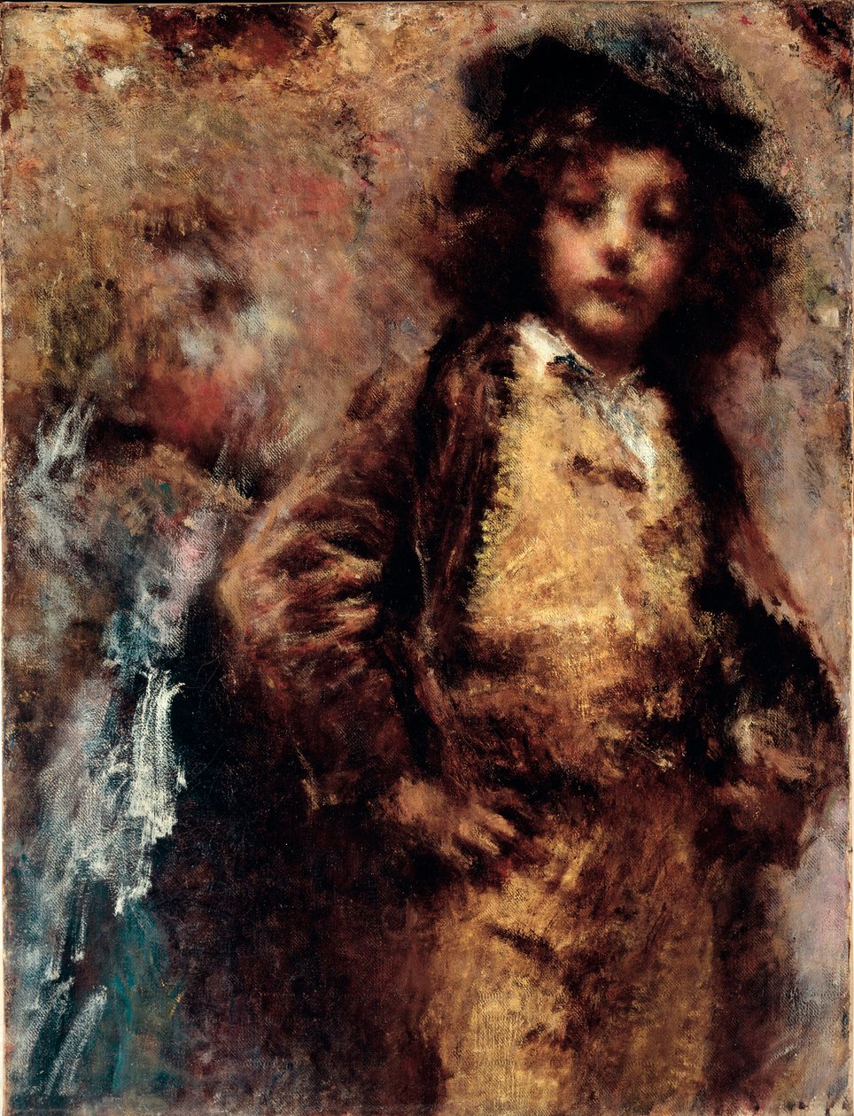 Pobre mas belo retrato de um jovem parecido com um dândi. Pintura de Tranquillo Cremona (1837-1878) Genes, Nervi, Galleria de Arte Moderna de Tranquillo Cremona