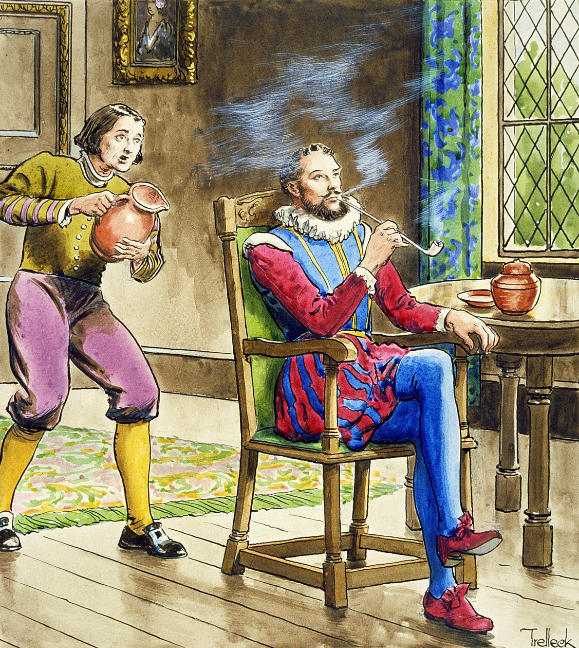 Sir Walter Raleigh (1554-1618) de &39;Peeps into the Past&39;, publicado em c.1900 de Trelleek