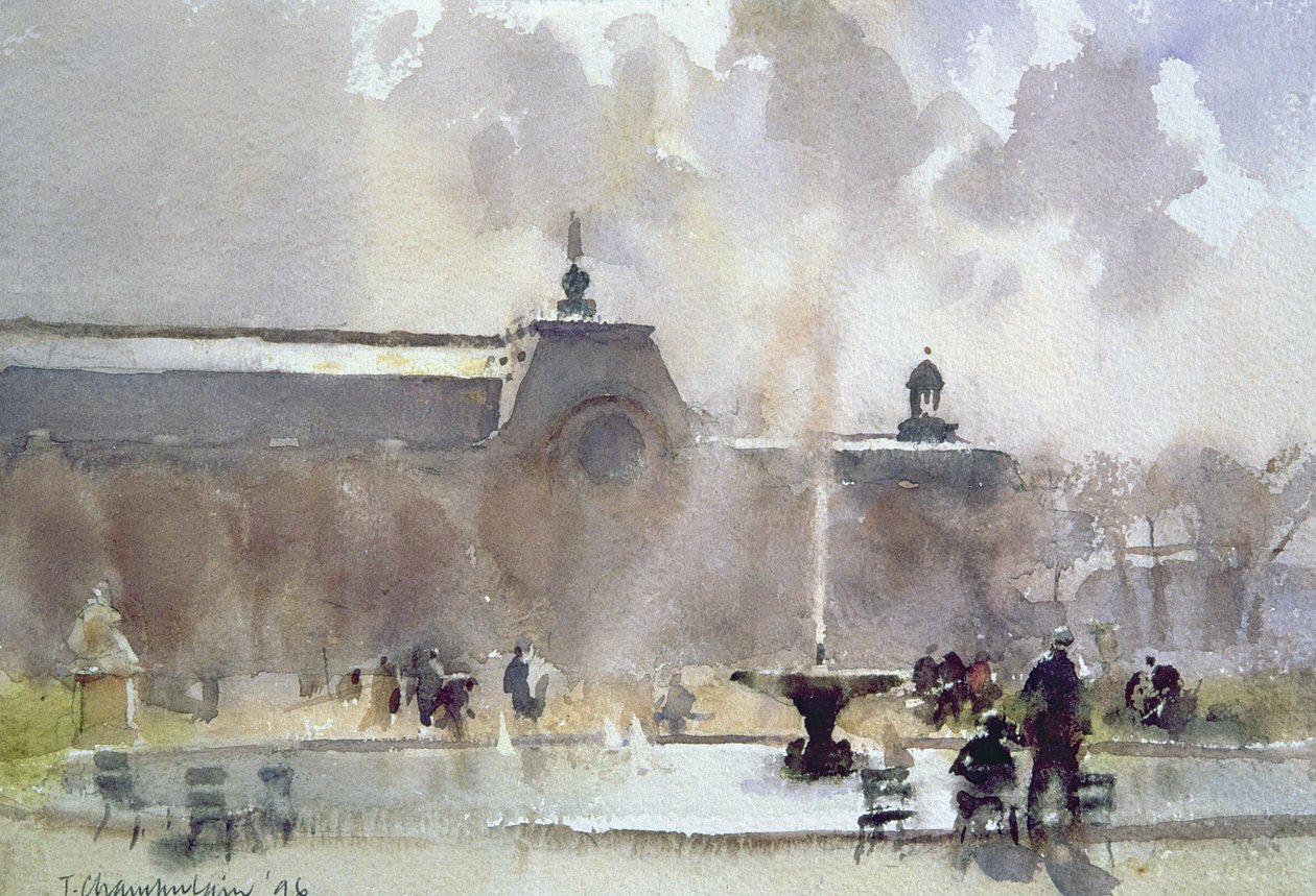 Breezy Day, Tuilleries Gardens, 1996 (wc no papel) de Trevor Chamberlain