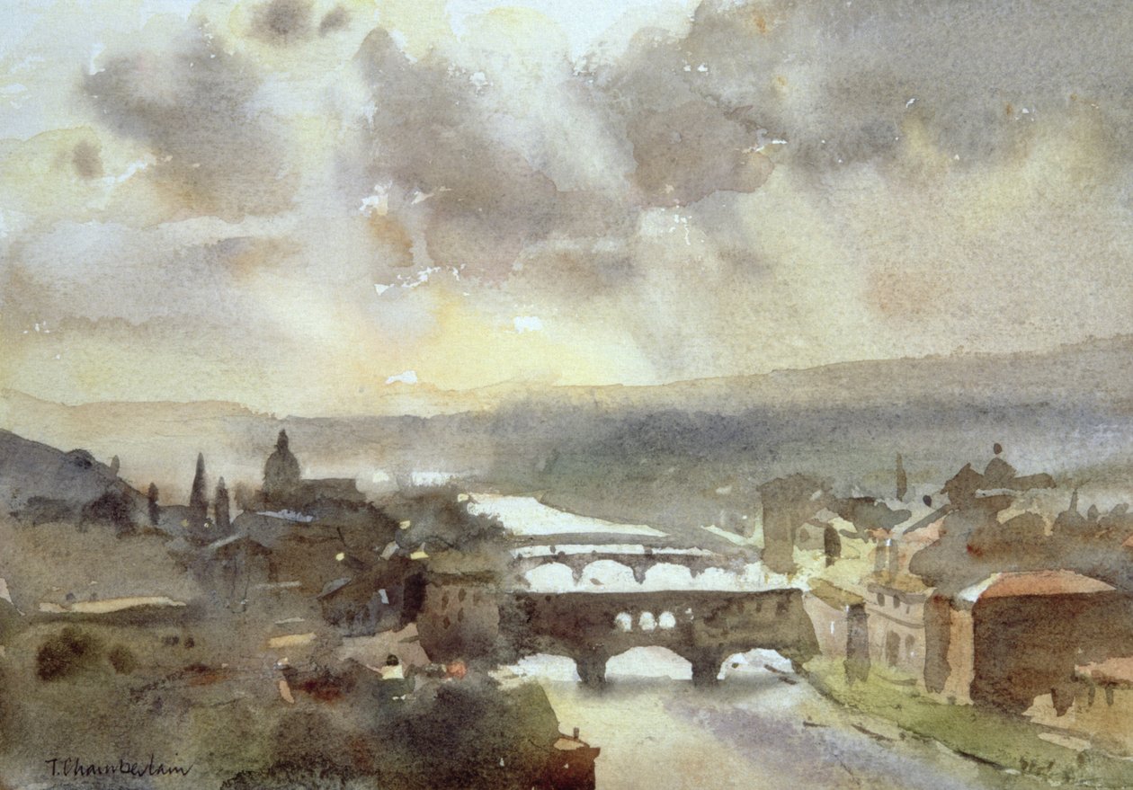 Rio Arno, Florença (wc no papel) de Trevor Chamberlain