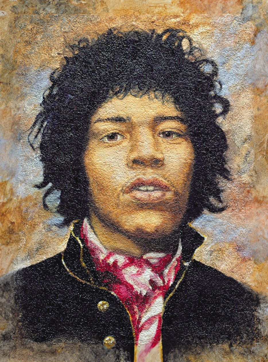 Hendrix (1942-70) (óleo na placa polytex) de Trevor Neal