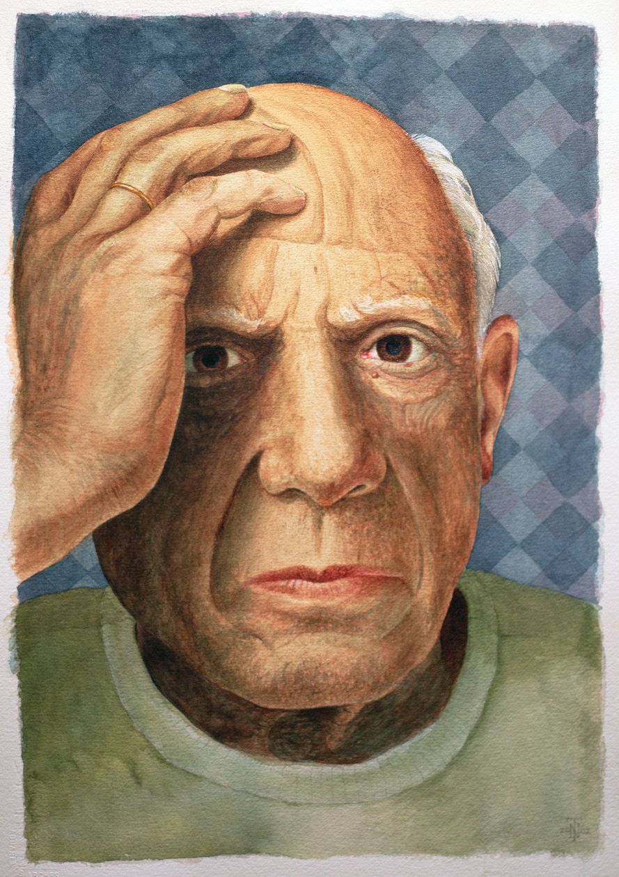 Picasso (1881-1973) (wc + bodycolour em arcos de papel) de Trevor Neal