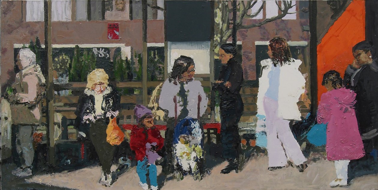 Paragem de autocarro, 2003 (óleo sobre tela) de Trevor Burgess