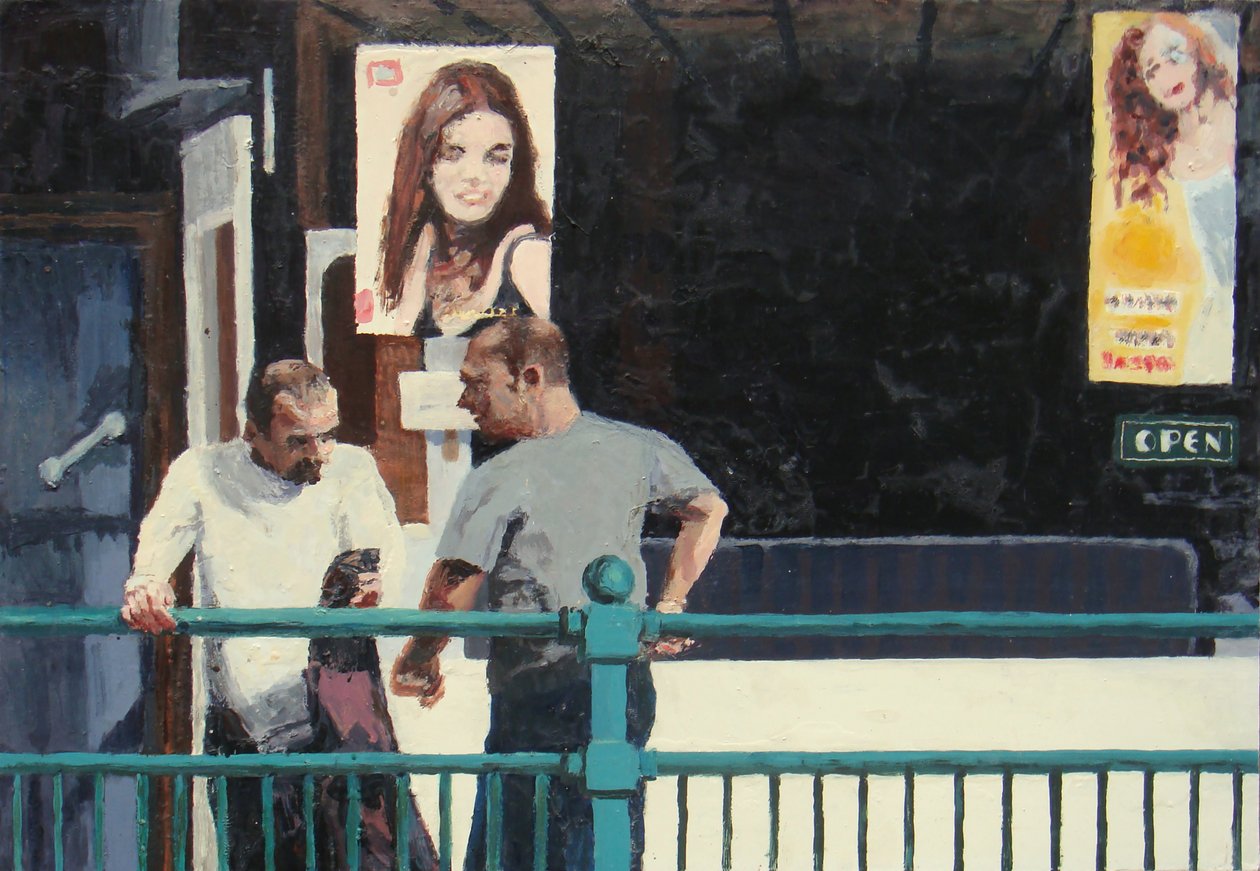 Conversação, 2006 (óleo sobre cartão) de Trevor Burgess