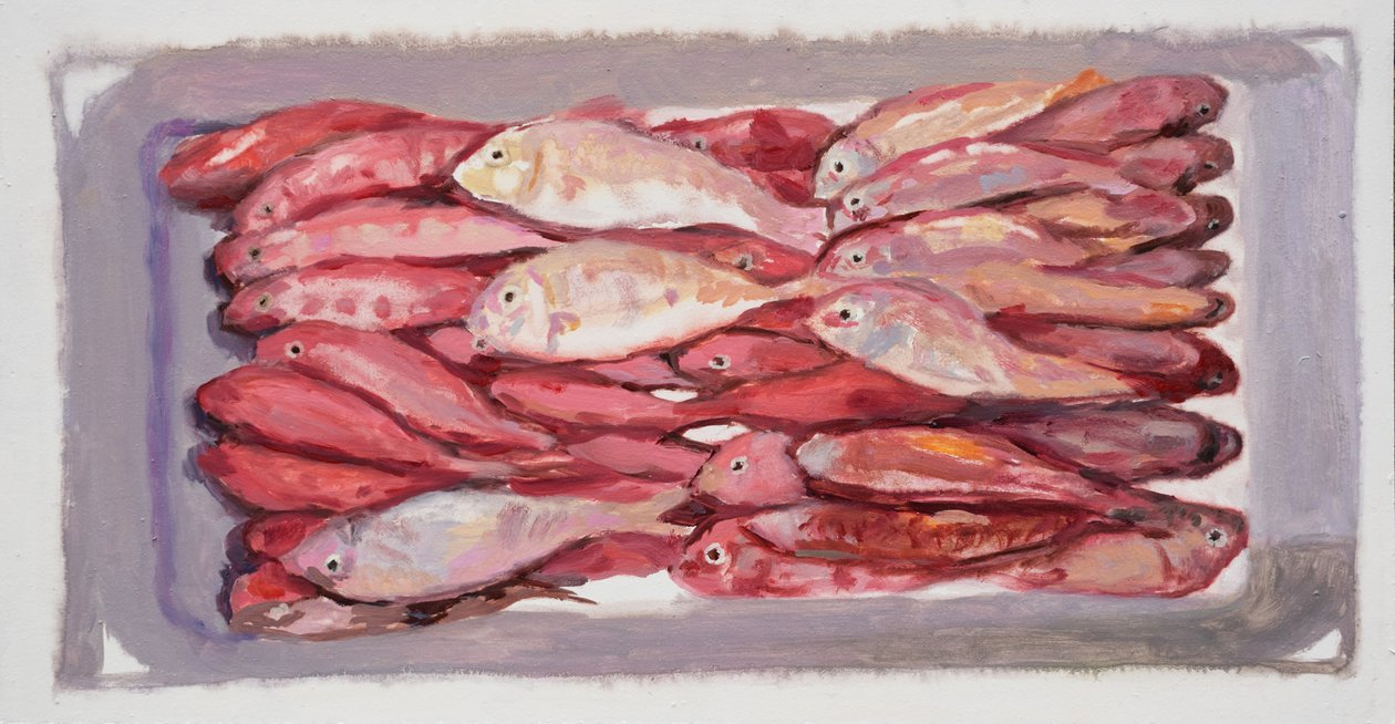 Caixa de peixe 4 (Billingsgate, Londres), 2016 (óleo sobre cartão) de Trevor Burgess