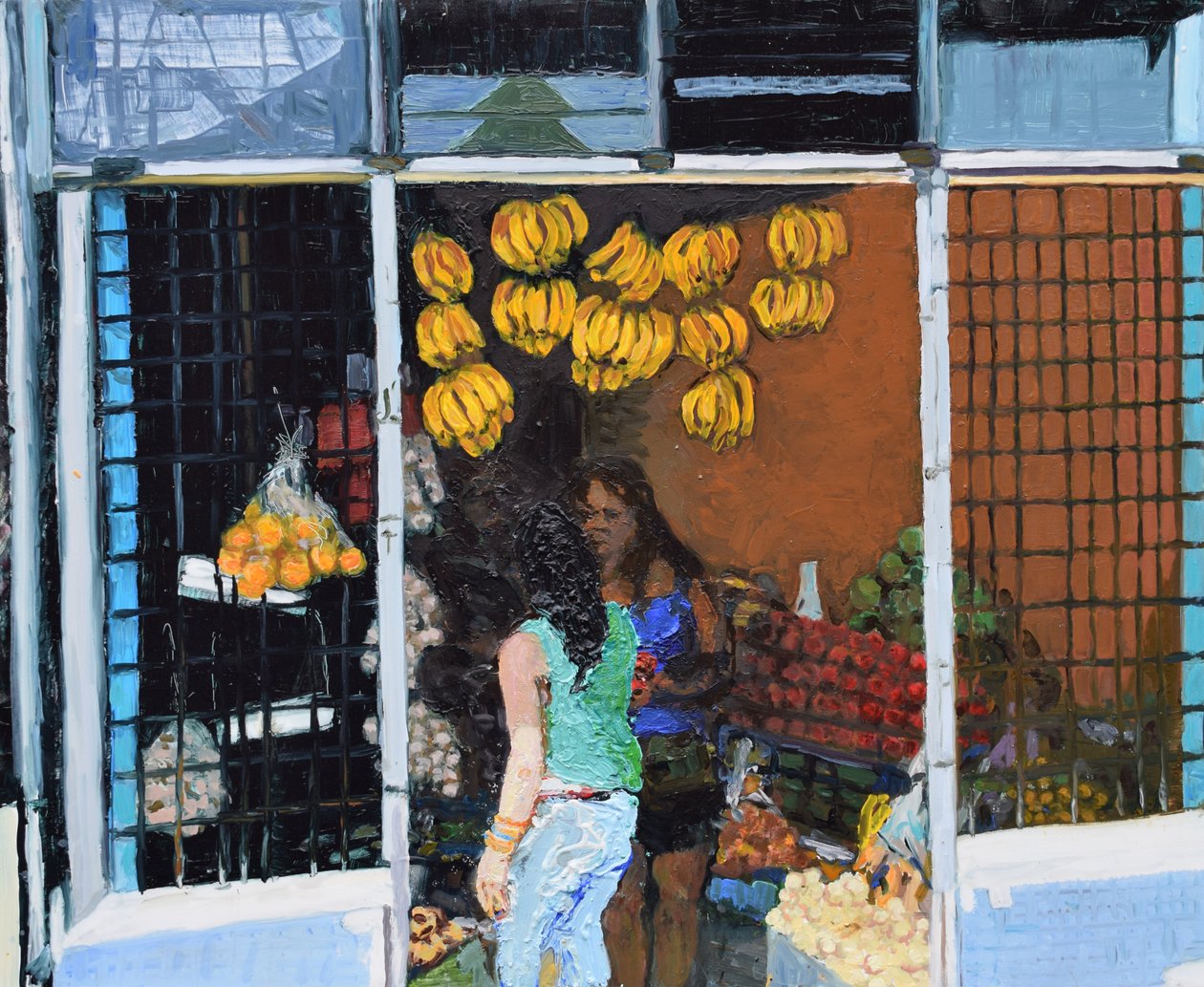 Barraca de fruta (San José, Costa Rica), 2016 (óleo sobre tábua) de Trevor Burgess