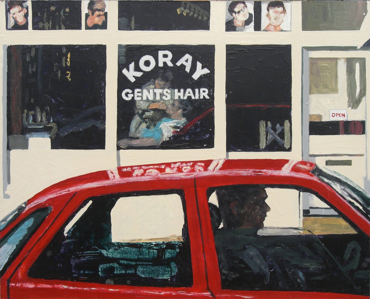 Koray Gents Hair, 2003 (óleo sobre tábua) de Trevor Burgess