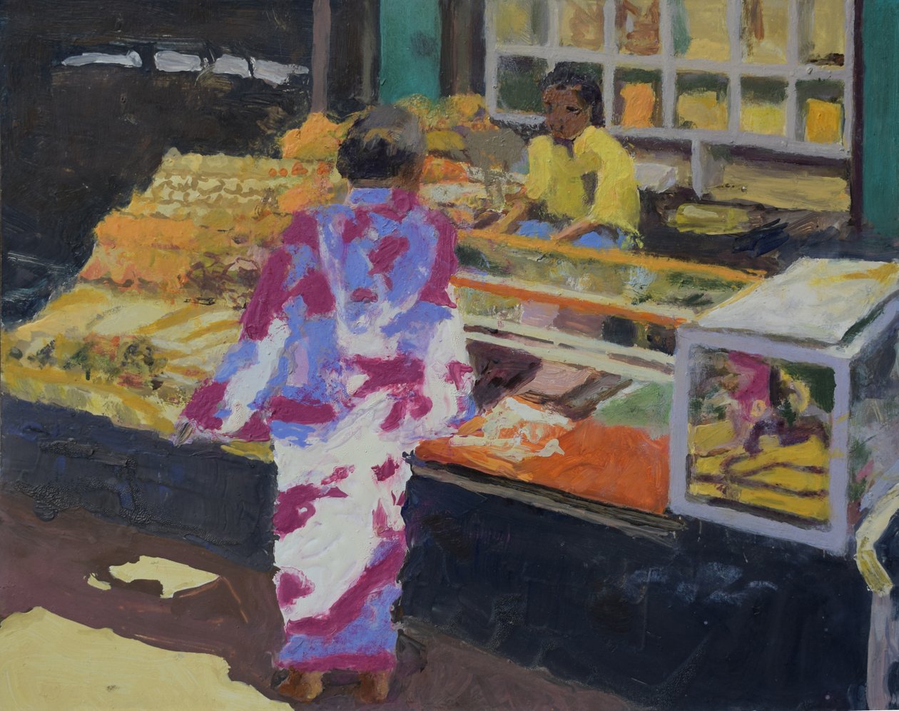 Tenda do mercado (Mumbai), 2016 (óleo sobre tela) de Trevor Burgess