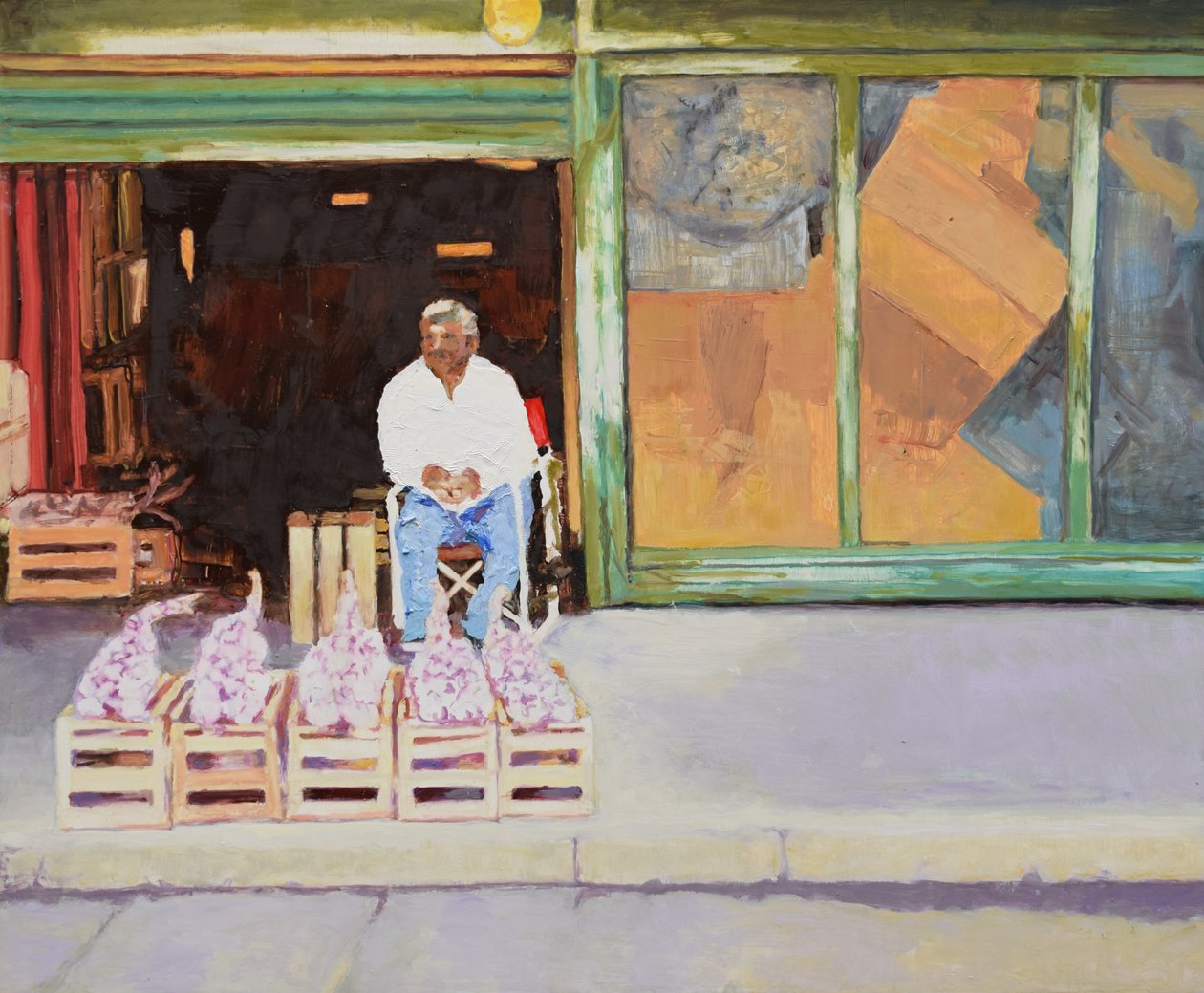 Selling garlic (San Juan, Argentina), 2016 (óleo sobre tábua) de Trevor Burgess