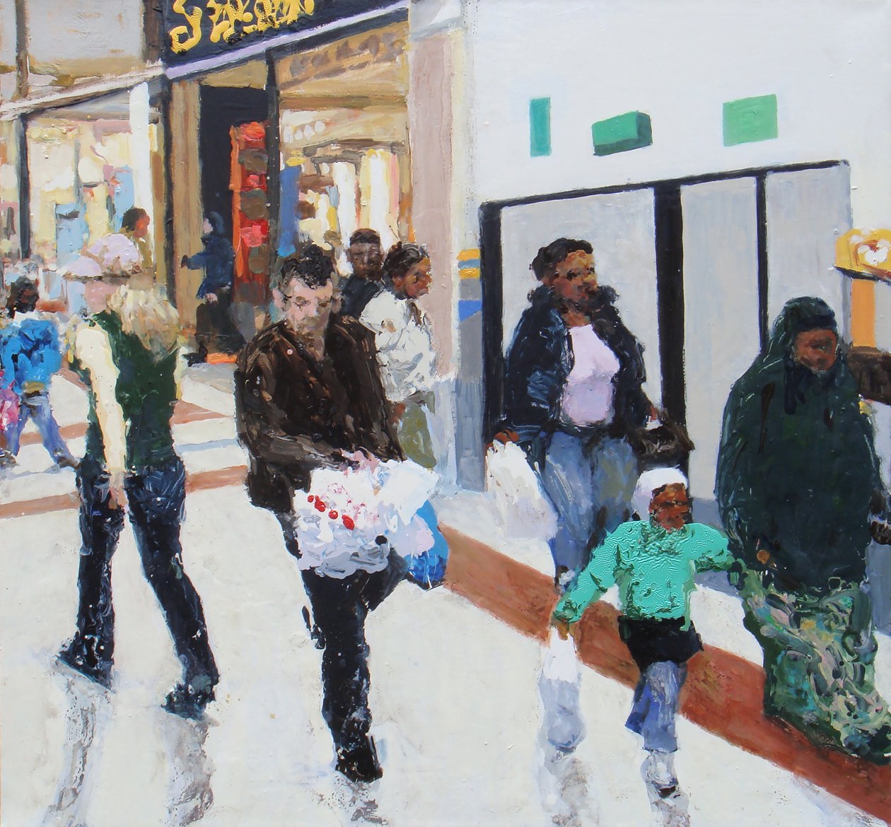 Compradores 2, 2009 (óleo sobre tela) de Trevor Burgess