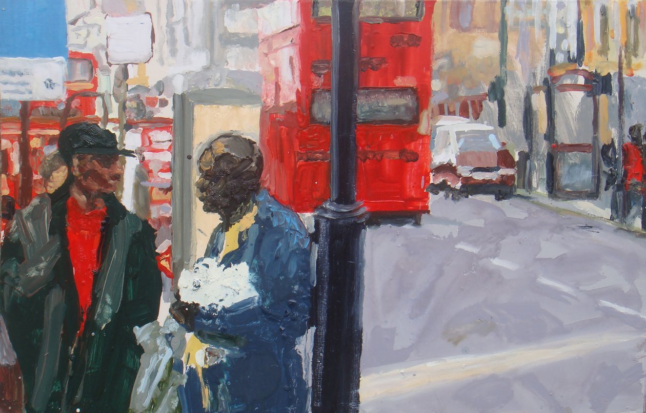 Conversa de rua, 2008 (óleo sobre tábua) de Trevor Burgess