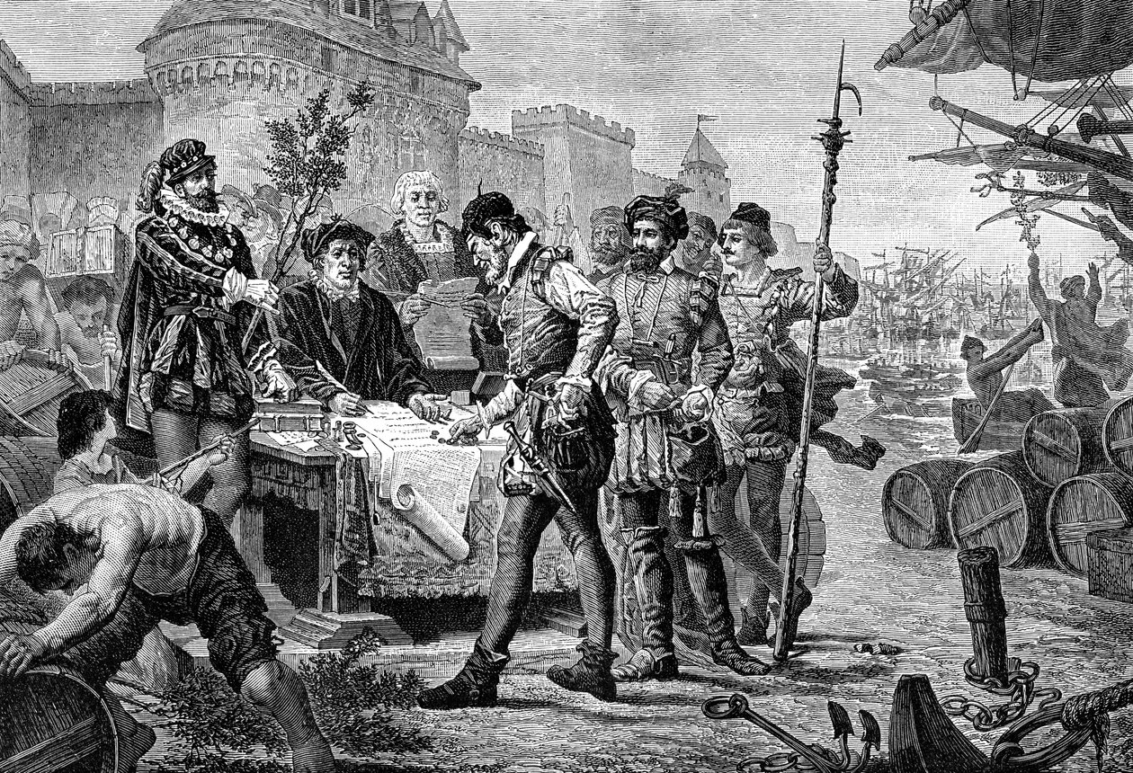 Pagamento da taxa antiga do cipreste, Bordeaux, França, 1453 1882-1884 de Trichon