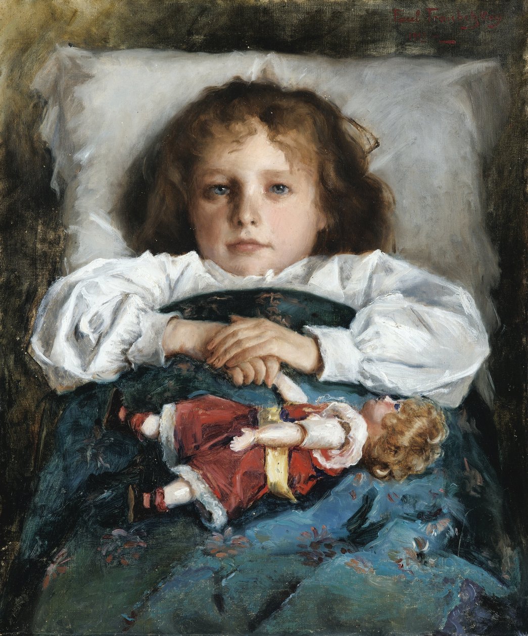 Criança com uma boneca, 1912 de Trubetskoy