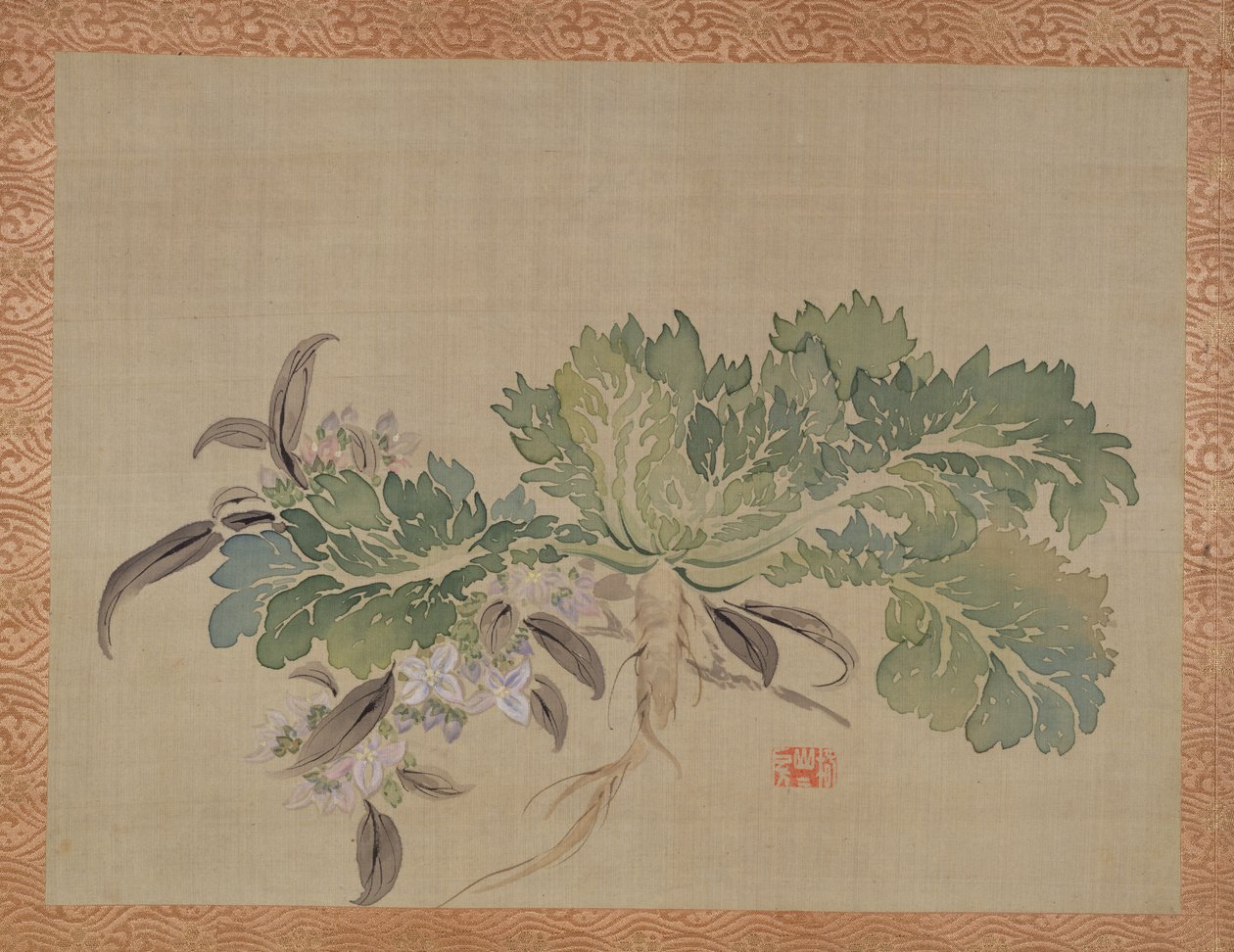 Uma tuberosa, 1851 (aquarela em seda) de Tsubaki Chinzan