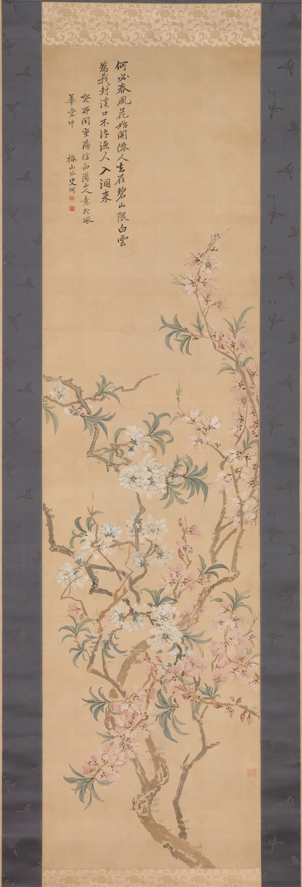 Flores de pêssego vermelho e branco, 1843. de Tsubaki Chinzan