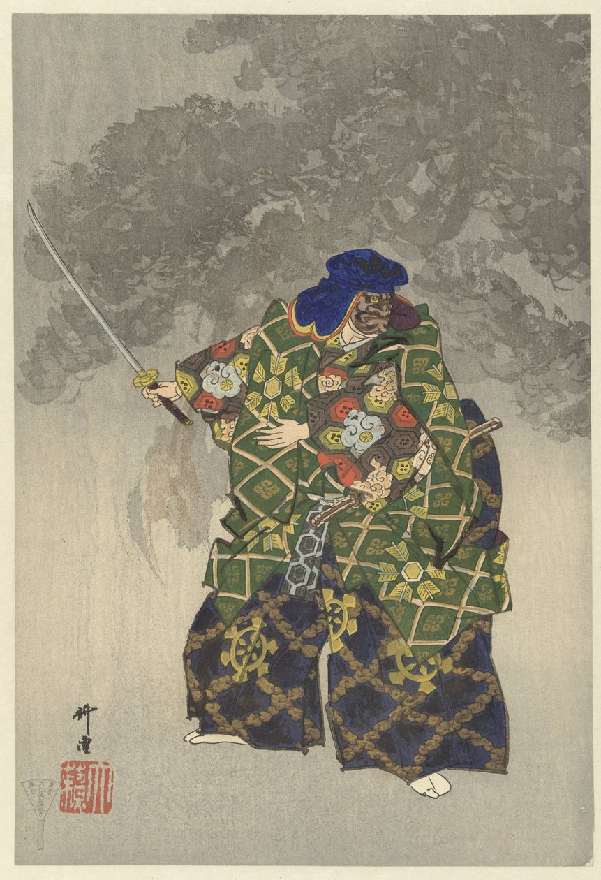 Atores da peça de teatro Noh Eboshiori Eboshiori (título no objeto) Jogue um Hundred Noh (título da série) Nogaku hyakuban (título da série no objeto) de Tsukioka Kogyo