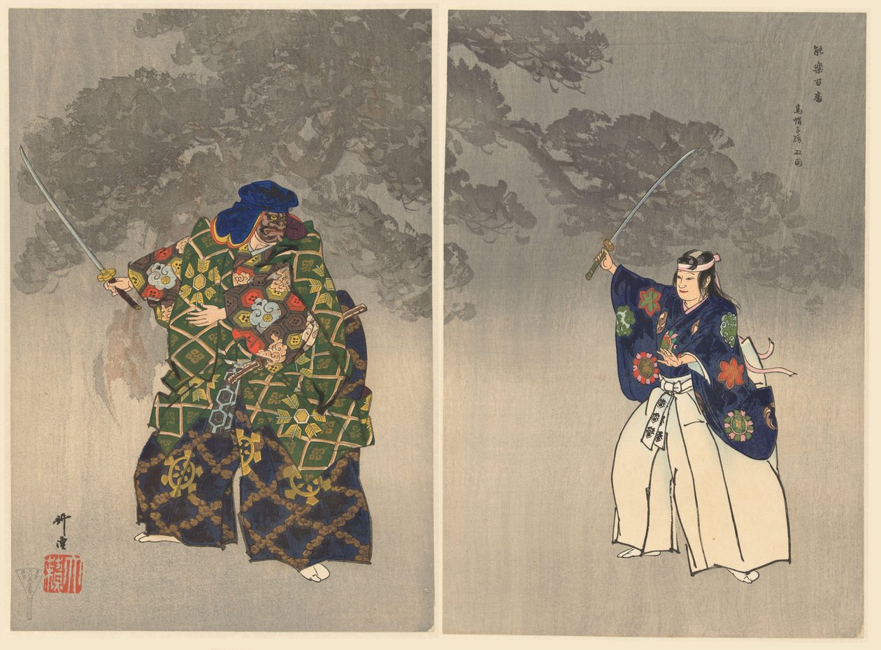 Atores da peça de teatro Noh Eboshiori Eboshiori (título no objeto) Jogue um Hundred Noh (título da série) Nogaku hyakuban (título da série no objeto) de Tsukioka Kogyo