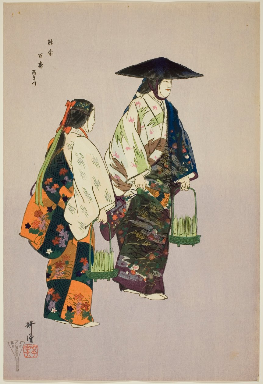 Asukagawa, da série "One Hundred No Dramas (Nogaku hyakuban)" de Tsukioka Kogyo