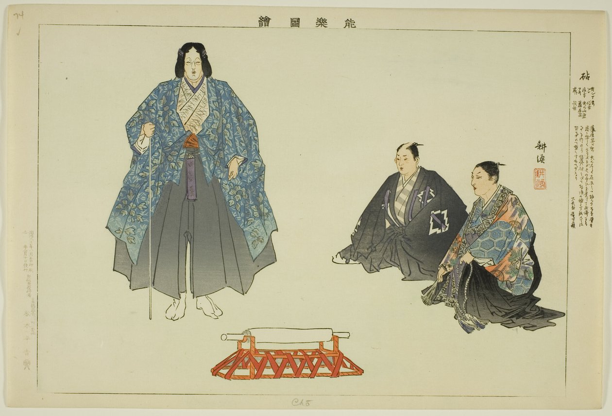 Cho (Ryo?), da série "Pictures of No Performances (Nogaku Zue)" de Tsukioka Kogyo