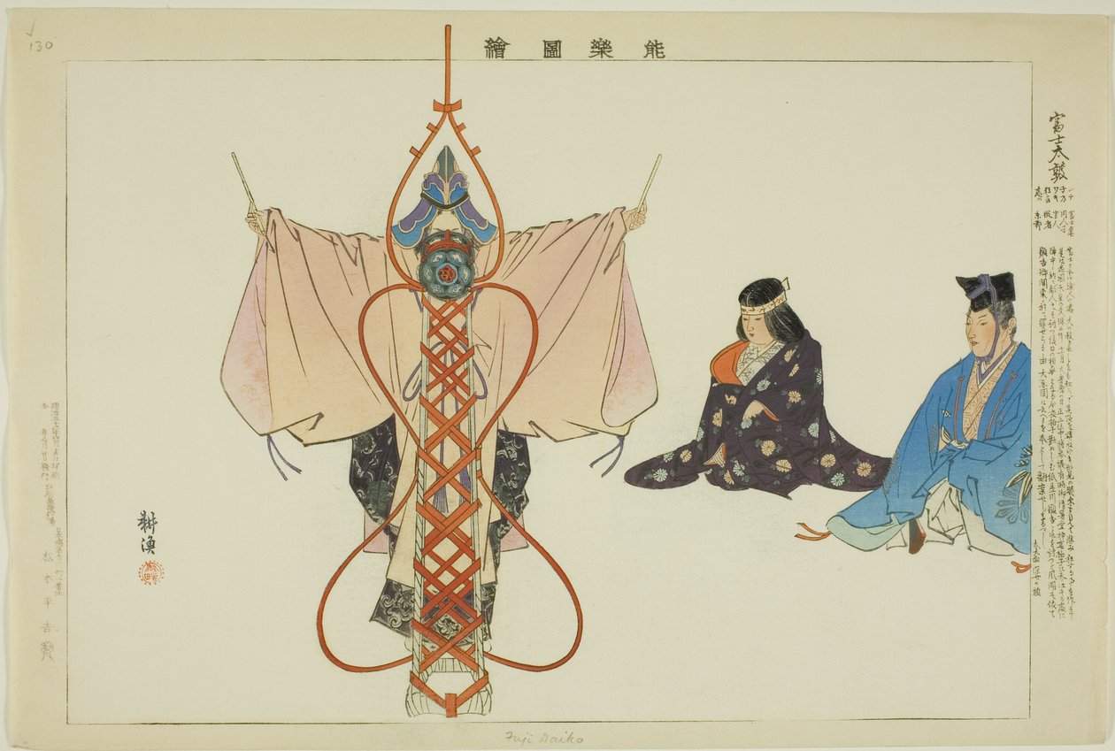 Fuji Taiko, da série "Pictures of No Performances (Nogaku Zue)" de Tsukioka Kogyo