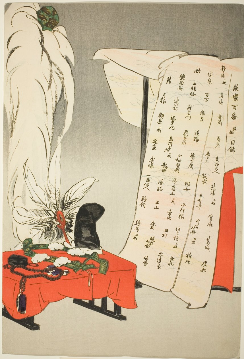 Folha de índice, , da série "One Hundred No Dramas (Nogaku hyakuban)" de Tsukioka Kogyo