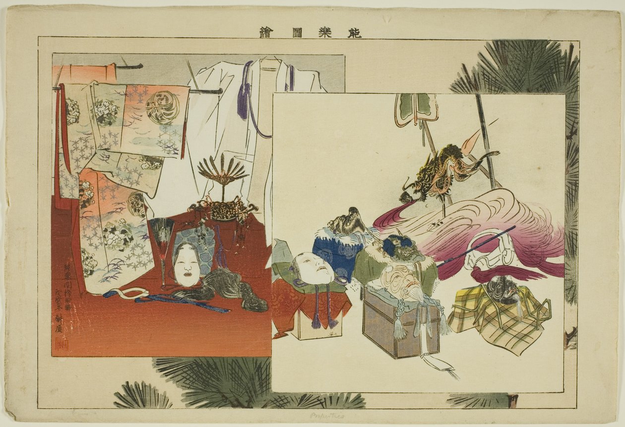 Propriedades, da série "Pictures of No Performances (Nogaku Zue)" de Tsukioka Kogyo
