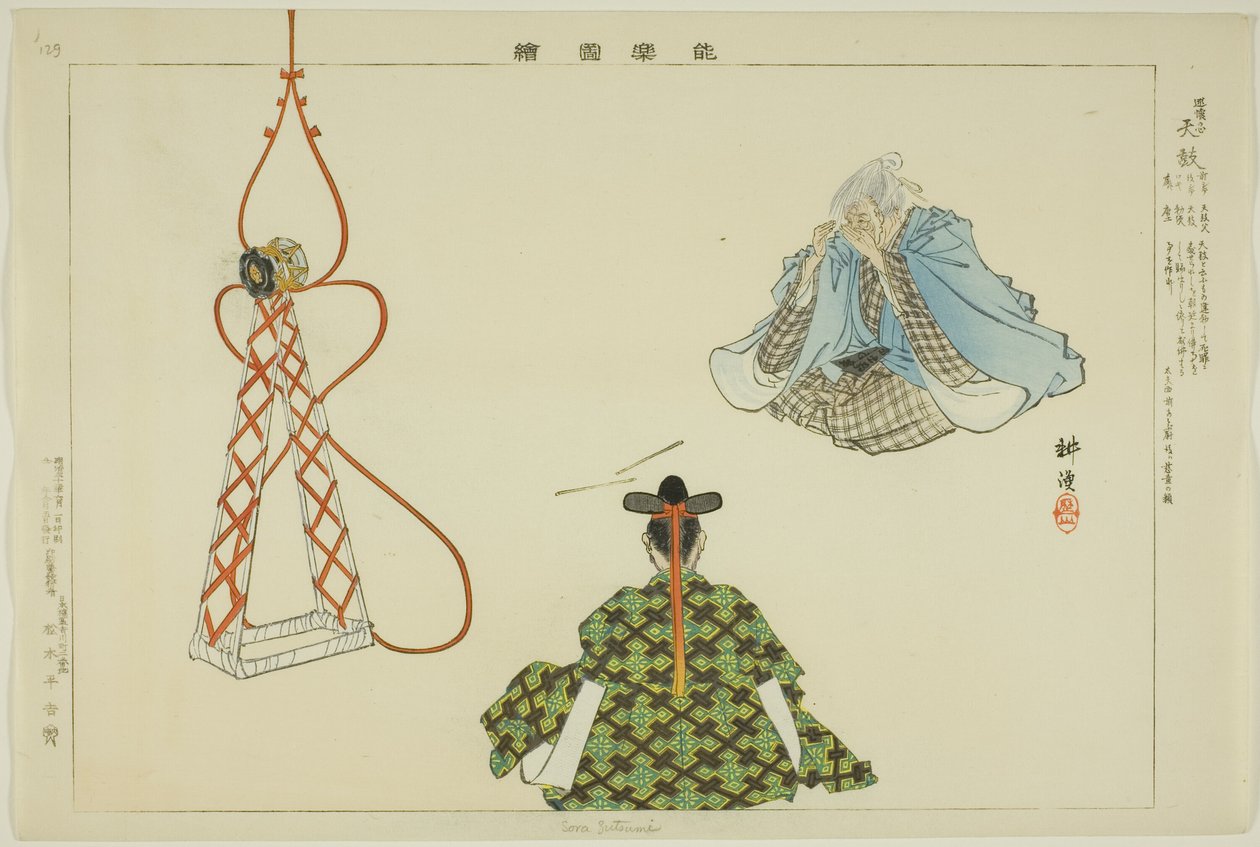 Sora Zutsumi, da série "Pictures of No Performances (Nogaku Zue)" de Tsukioka Kogyo
