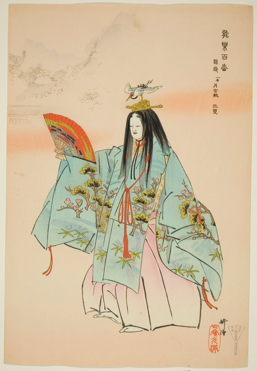 Tsuru-kame, da série "One Hundred No Dramas (Nogaku hyakuban)" de Tsukioka Kogyo