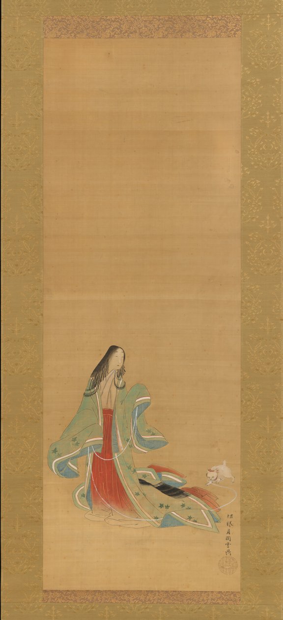 A Terceira Princesa com seu Gato, das Novas Ervas I Wakana I..., século XVIII. de Tsukioka Masanobu