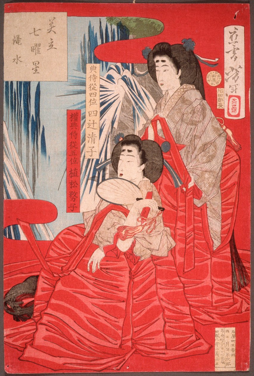 Água em cascata de Tsukioka Yoshitoshi
