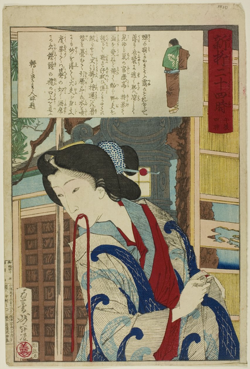 Four PM, da série "Vinte e quatro horas em Shinbashi e Yanagibashi" de Tsukioka Yoshitoshi