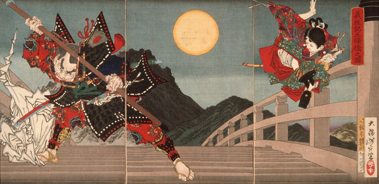 Ponte Gojō, um episódio da vida de Yoshitsune de Tsukioka Yoshitoshi