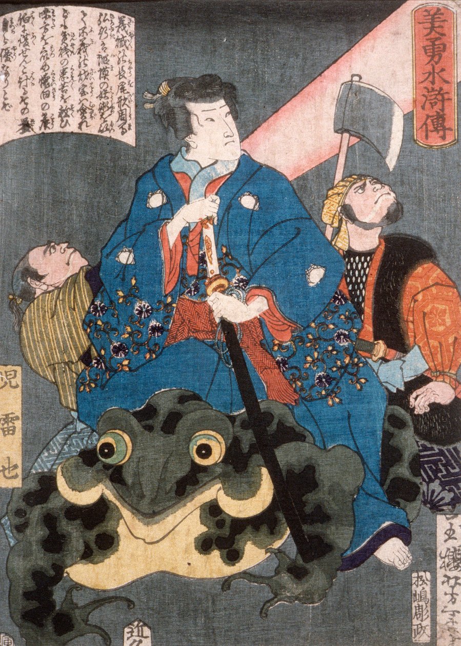 Jiraiya a cavalgar uma rã de Tsukioka Yoshitoshi