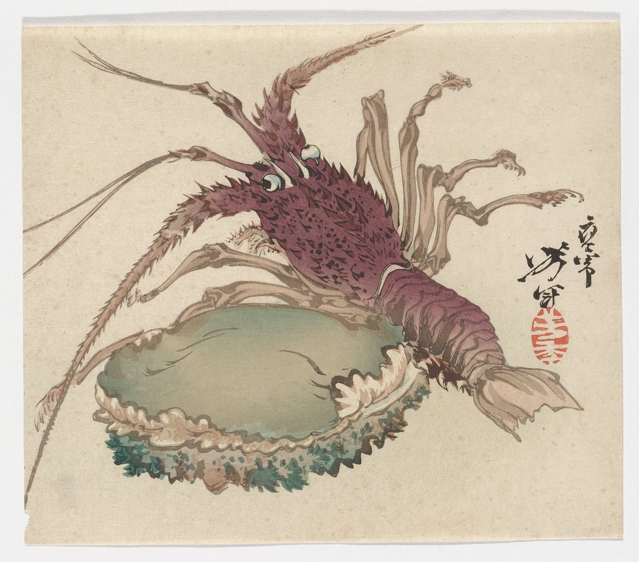 Lagosta e abalone de Tsukioka Yoshitoshi