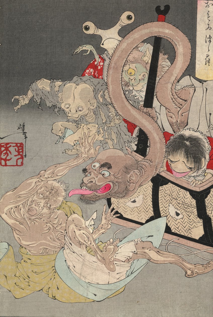 Caixa de Pandoras, década de 1880 de Tsukioka Yoshitoshi